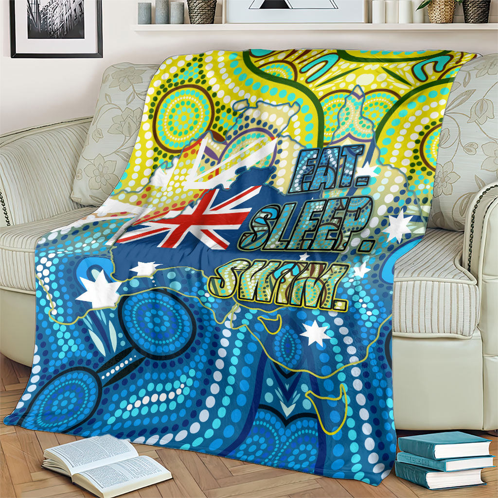 Australia National Swimming Team Blanket Aboriginal Dot Art Ocean Wave Pattern