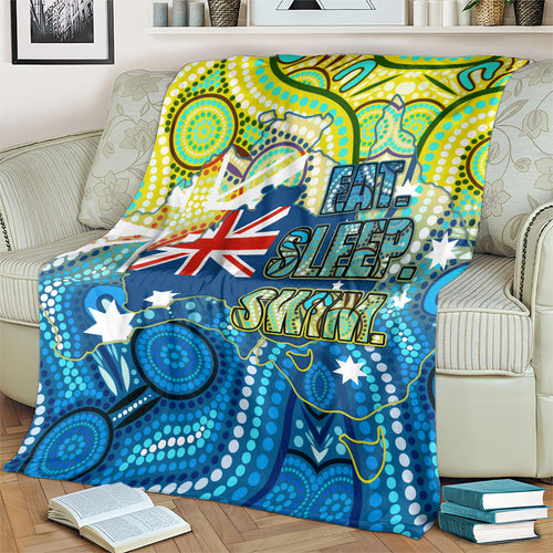 Australia National Swimming Team Blanket Aboriginal Dot Art Ocean Wave Pattern