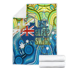Australia National Swimming Team Blanket Aboriginal Dot Art Ocean Wave Pattern