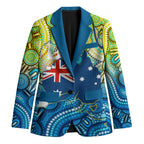 Australia National Swimming Team Blazer Aboriginal Dot Art Ocean Wave Pattern