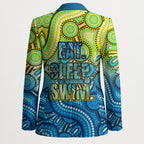 Australia National Swimming Team Blazer Aboriginal Dot Art Ocean Wave Pattern