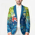 Australia National Swimming Team Blazer Aboriginal Dot Art Ocean Wave Pattern