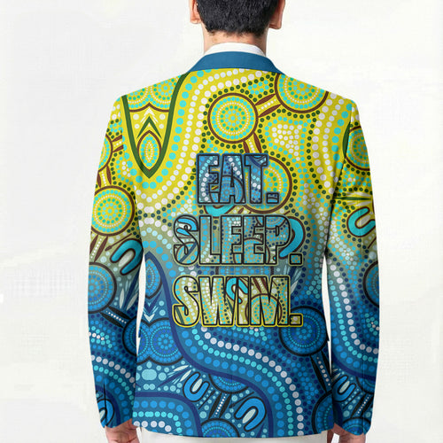 Australia National Swimming Team Blazer Aboriginal Dot Art Ocean Wave Pattern