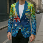 Australia National Swimming Team Blazer Aboriginal Dot Art Ocean Wave Pattern