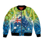 Australia National Swimming Team Bomber Jacket Aboriginal Dot Art Ocean Wave Pattern