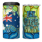 Australia National Swimming Team 4 in 1 Can Cooler Tumbler Aboriginal Dot Art Ocean Wave Pattern