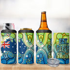 Australia National Swimming Team 4 in 1 Can Cooler Tumbler Aboriginal Dot Art Ocean Wave Pattern