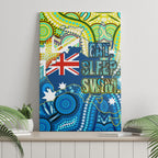 Australia National Swimming Team Canvas Wall Art Aboriginal Dot Art Ocean Wave Pattern