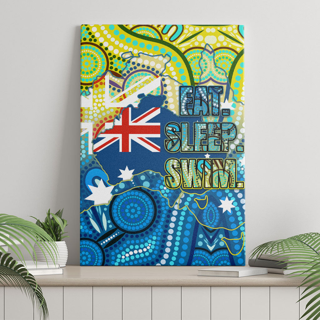 Australia National Swimming Team Canvas Wall Art Aboriginal Dot Art Ocean Wave Pattern
