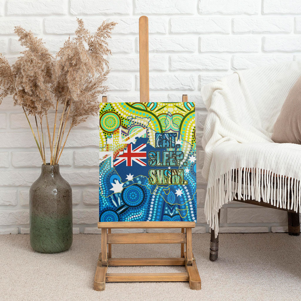 Australia National Swimming Team Canvas Wall Art Aboriginal Dot Art Ocean Wave Pattern