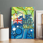Australia National Swimming Team Canvas Wall Art Aboriginal Dot Art Ocean Wave Pattern