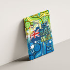 Australia National Swimming Team Canvas Wall Art Aboriginal Dot Art Ocean Wave Pattern
