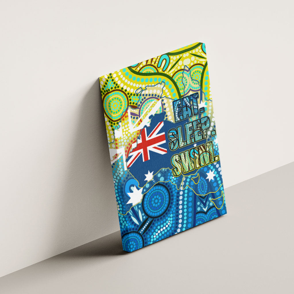 Australia National Swimming Team Canvas Wall Art Aboriginal Dot Art Ocean Wave Pattern