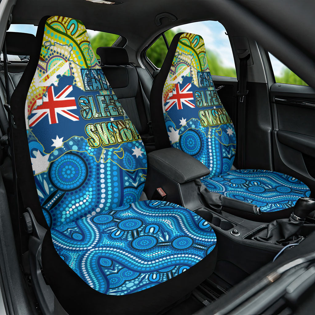 Australia National Swimming Team Car Seat Cover Aboriginal Dot Art Ocean Wave Pattern