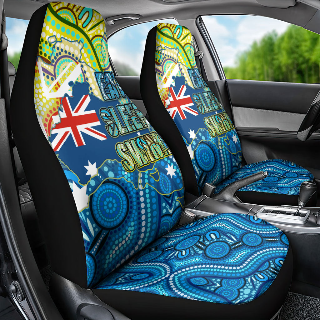 Australia National Swimming Team Car Seat Cover Aboriginal Dot Art Ocean Wave Pattern