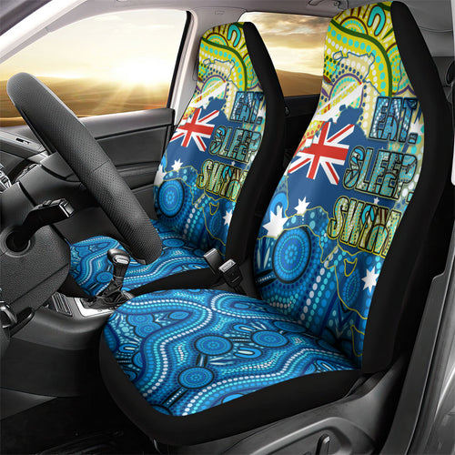 Australia National Swimming Team Car Seat Cover Aboriginal Dot Art Ocean Wave Pattern