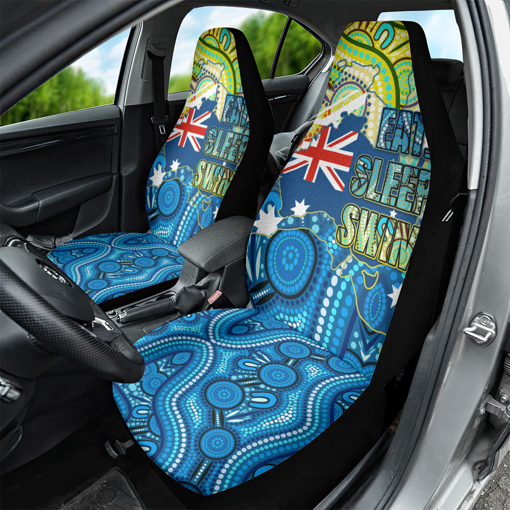 Australia National Swimming Team Car Seat Cover Aboriginal Dot Art Ocean Wave Pattern