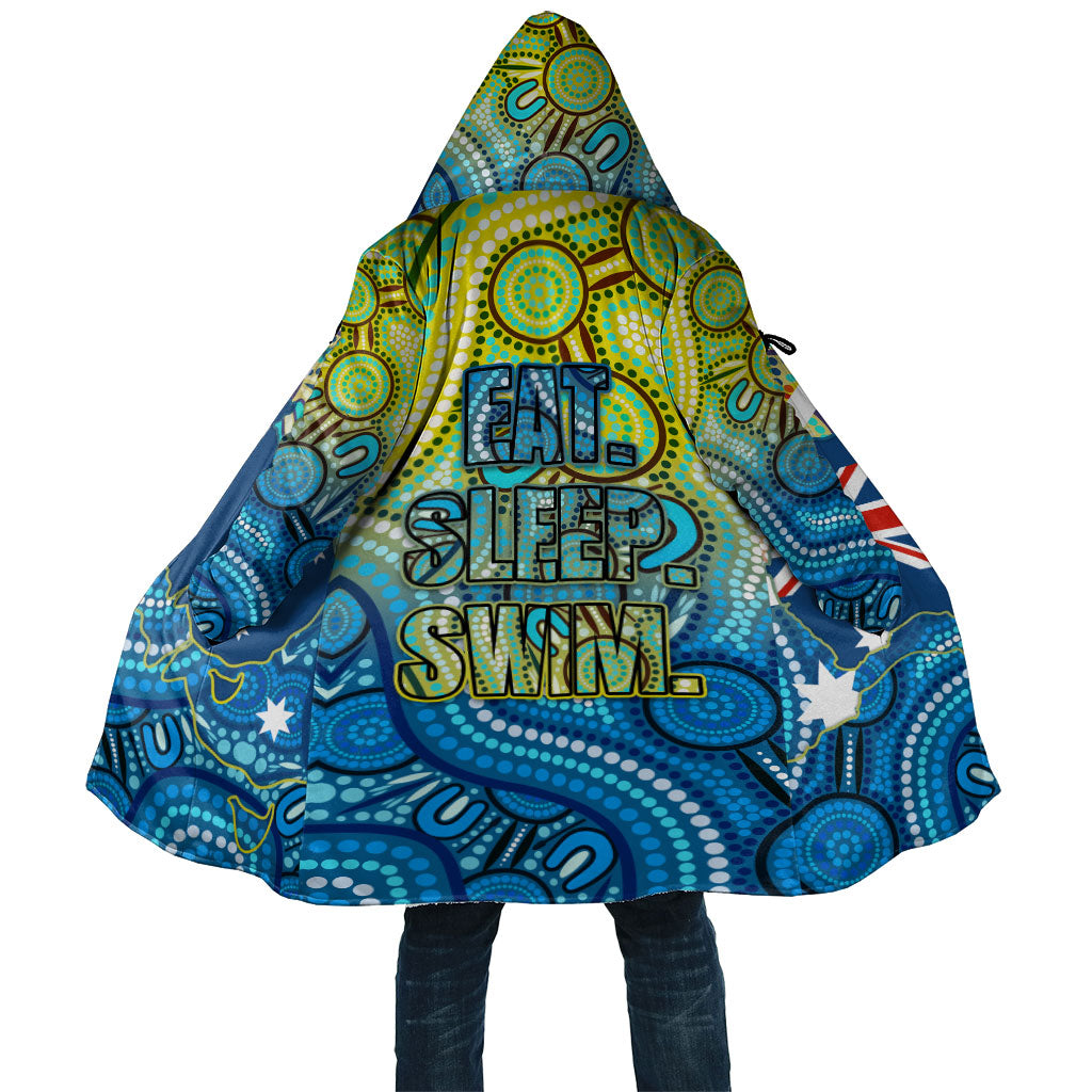 Australia National Swimming Team Cloak Aboriginal Dot Art Ocean Wave Pattern