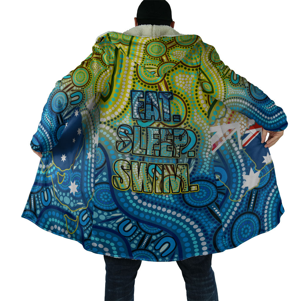 Australia National Swimming Team Cloak Aboriginal Dot Art Ocean Wave Pattern