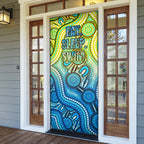 Australia National Swimming Team Door Cover Aboriginal Dot Art Ocean Wave Pattern
