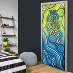 Australia National Swimming Team Door Cover Aboriginal Dot Art Ocean Wave Pattern