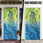 Australia National Swimming Team Door Cover Aboriginal Dot Art Ocean Wave Pattern
