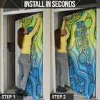 Australia National Swimming Team Door Cover Aboriginal Dot Art Ocean Wave Pattern