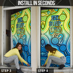 Australia National Swimming Team Door Cover Aboriginal Dot Art Ocean Wave Pattern