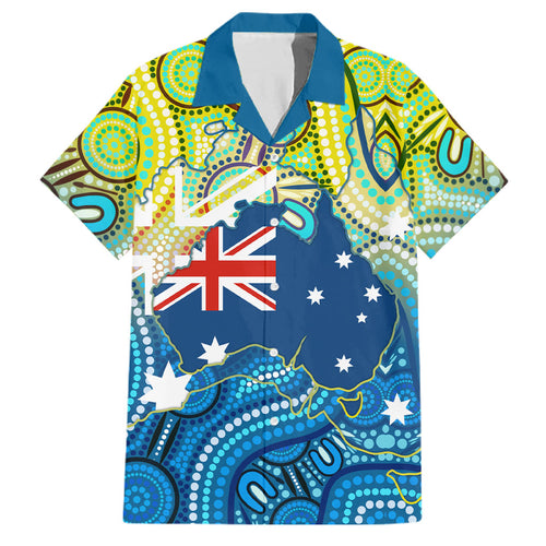 Australia National Swimming Team Family Matching Long Sleeve Bodycon Dress and Hawaiian Shirt Aboriginal Dot Art Ocean Wave Pattern