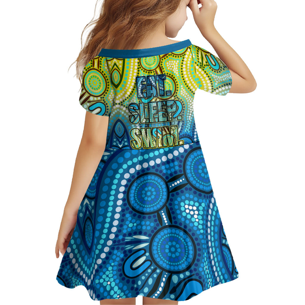 Australia National Swimming Team Family Matching Mermaid Dress and Hawaiian Shirt Aboriginal Dot Art Ocean Wave Pattern
