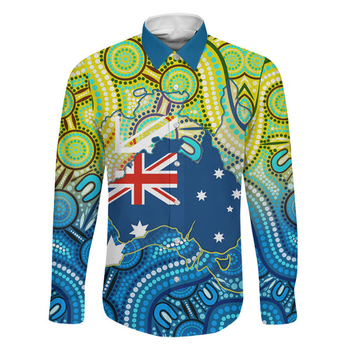 Australia National Swimming Team Family Matching Mermaid Dress and Hawaiian Shirt Aboriginal Dot Art Ocean Wave Pattern