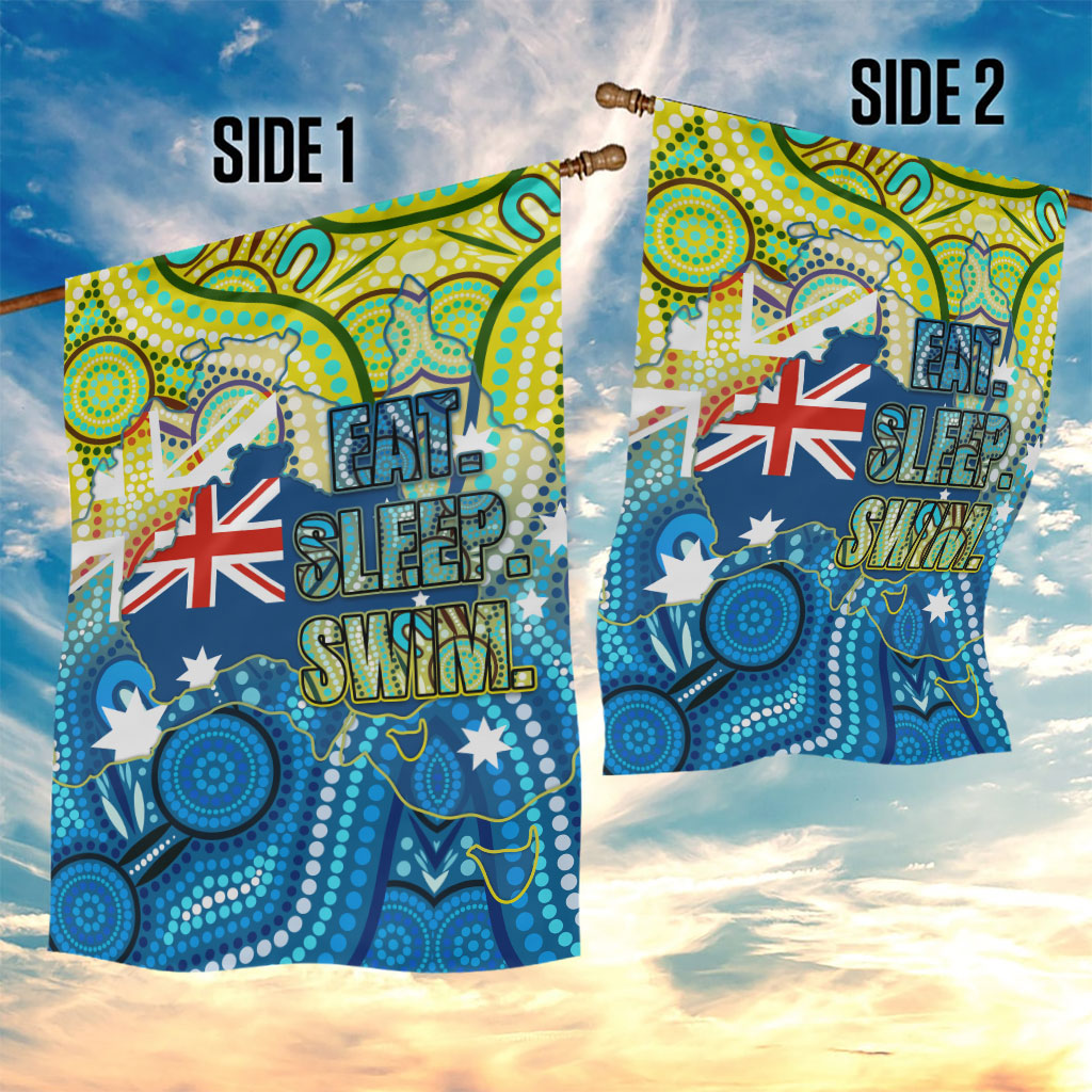 Australia National Swimming Team Garden Flag Aboriginal Dot Art Ocean Wave Pattern