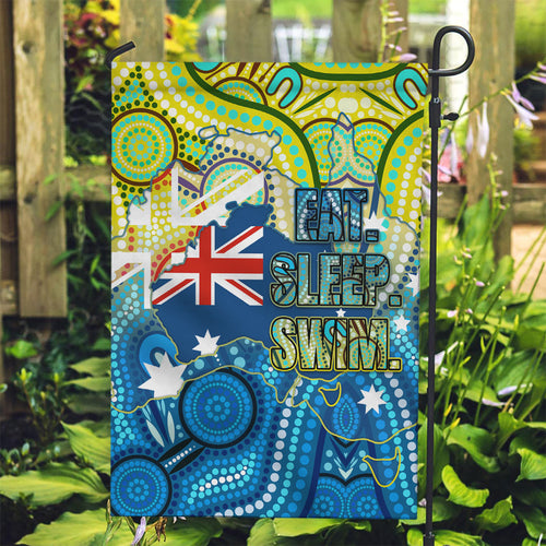 Australia National Swimming Team Garden Flag Aboriginal Dot Art Ocean Wave Pattern