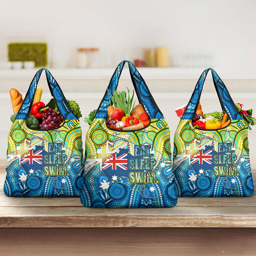 Australia National Swimming Team Grocery Bag Aboriginal Dot Art Ocean Wave Pattern