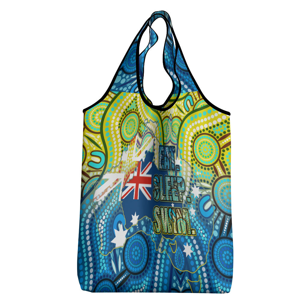 Australia National Swimming Team Grocery Bag Aboriginal Dot Art Ocean Wave Pattern