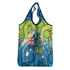 Australia National Swimming Team Grocery Bag Aboriginal Dot Art Ocean Wave Pattern