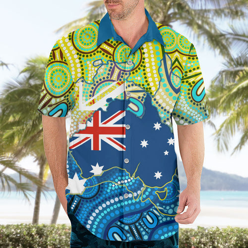 Australia National Swimming Team Hawaiian Shirt Aboriginal Dot Art Ocean Wave Pattern