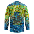 Australia National Swimming Team Hockey Jersey Aboriginal Dot Art Ocean Wave Pattern