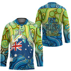 Australia National Swimming Team Hockey Jersey Aboriginal Dot Art Ocean Wave Pattern
