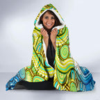 Australia National Swimming Team Hooded Blanket Aboriginal Dot Art Ocean Wave Pattern