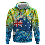 Australia National Swimming Team Hoodie Aboriginal Dot Art Ocean Wave Pattern