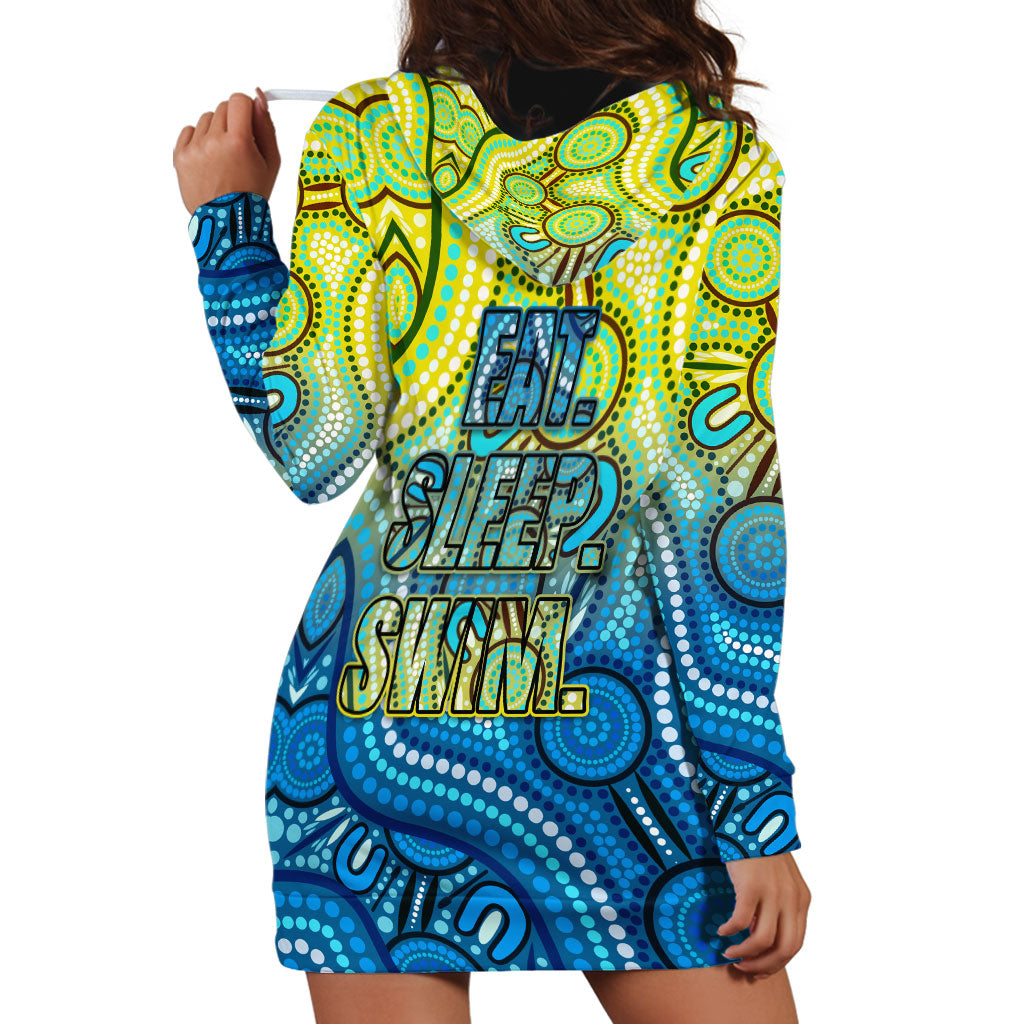 Australia National Swimming Team Hoodie Dress Aboriginal Dot Art Ocean Wave Pattern