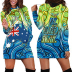Australia National Swimming Team Hoodie Dress Aboriginal Dot Art Ocean Wave Pattern