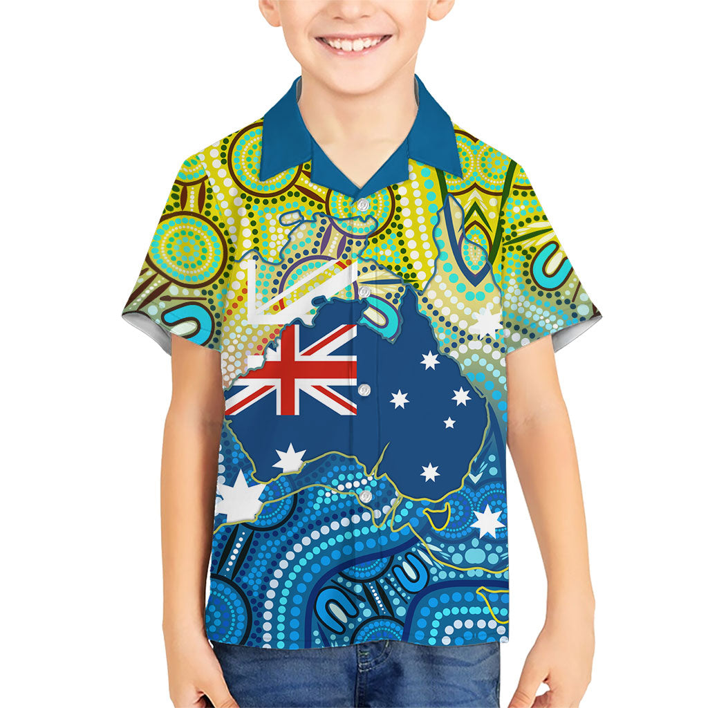 Australia National Swimming Team Kid Hawaiian Shirt Aboriginal Dot Art Ocean Wave Pattern