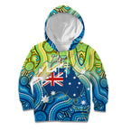 Australia National Swimming Team Kid Hoodie Aboriginal Dot Art Ocean Wave Pattern