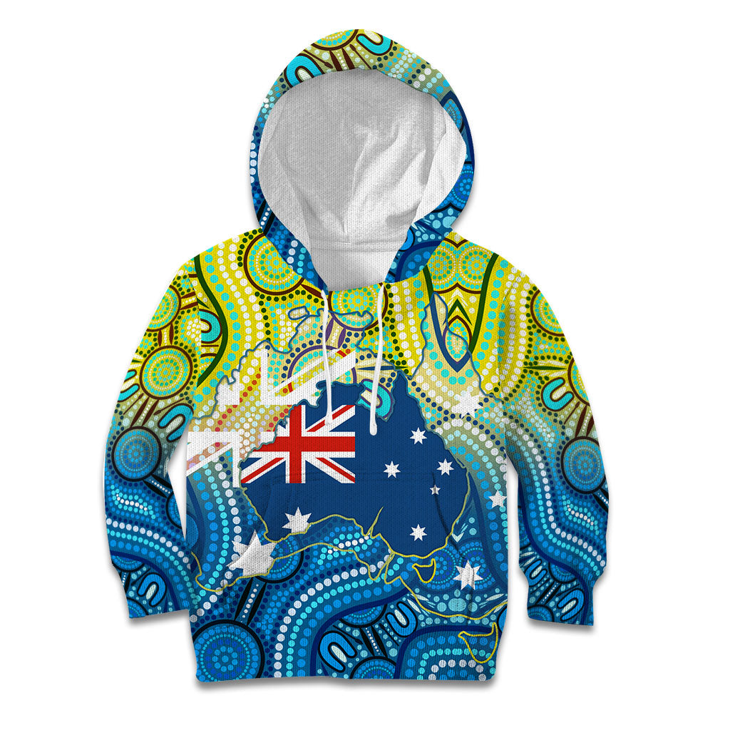 Australia National Swimming Team Kid Hoodie Aboriginal Dot Art Ocean Wave Pattern