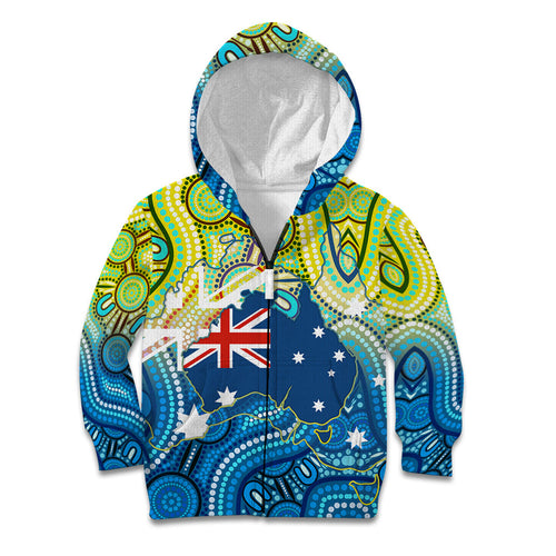 Australia National Swimming Team Kid Hoodie Aboriginal Dot Art Ocean Wave Pattern