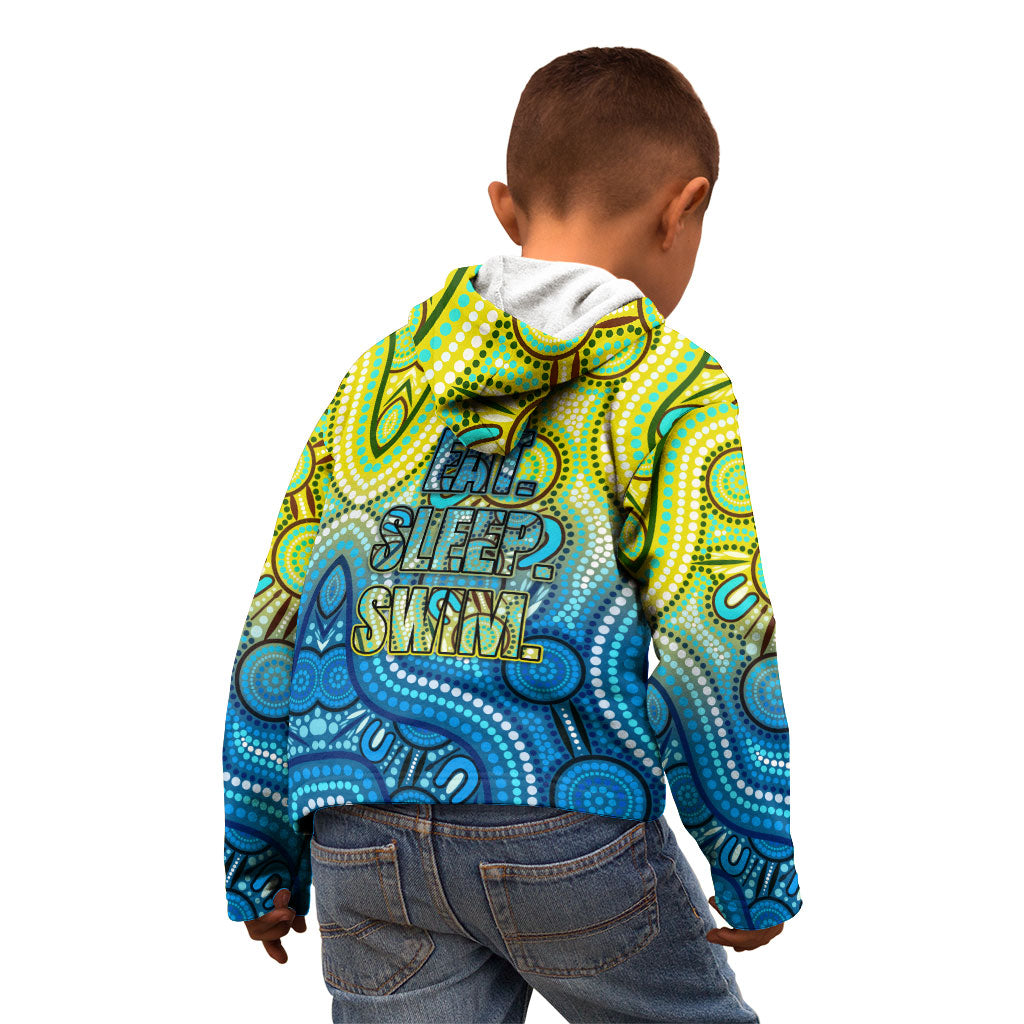 Australia National Swimming Team Kid Hoodie Aboriginal Dot Art Ocean Wave Pattern