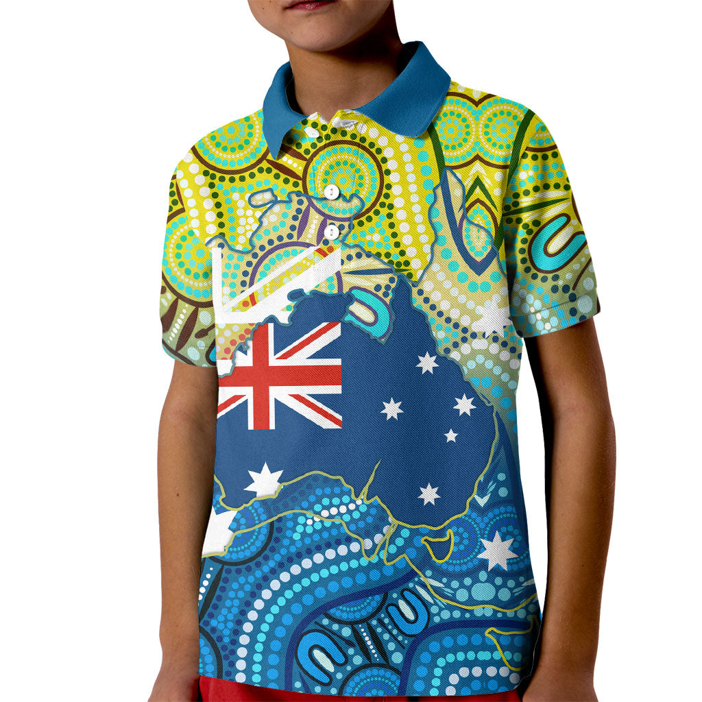 Australia National Swimming Team Kid Polo Shirt Aboriginal Dot Art Ocean Wave Pattern