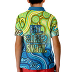 Australia National Swimming Team Kid Polo Shirt Aboriginal Dot Art Ocean Wave Pattern